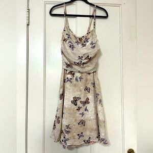 Butterfly Print Cream Dress SHEIN Mod
